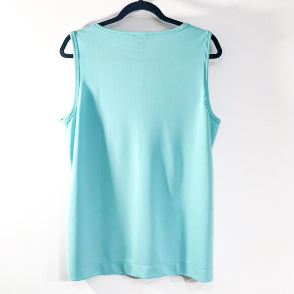 NWT Ann Taylor Factory Pocket Tank Shell Aqua/Teal Scoop Neck Women's Size L - Picture 2 of 7